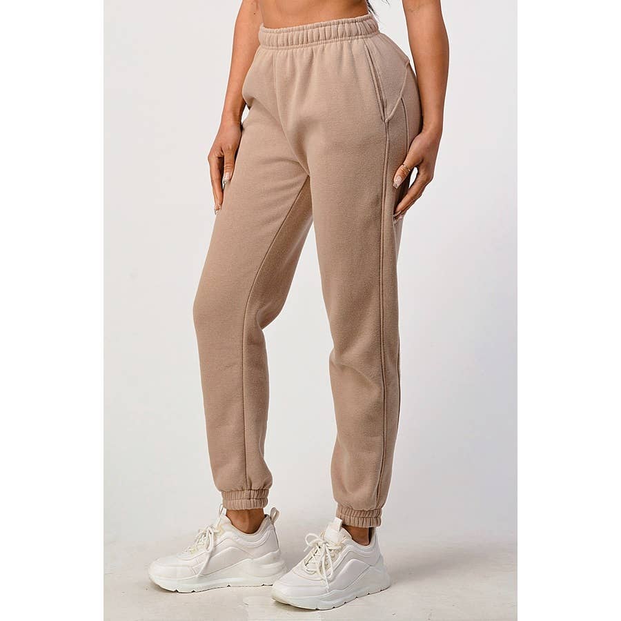 Oversized Solid Pocket Sweat Jogger Pants: TAUPE